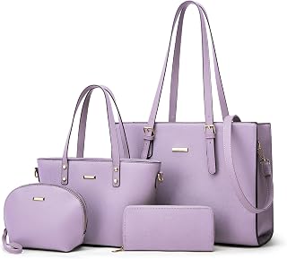 Women Fashion Synthetic Leather Handbags Tote Bag Shoulder Bag Top Handle Satchel Purse Set