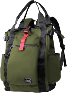 Unisex Laptop Tote Backpack Convertible Lightweight Nylon Water-Resistant Everyday Shoulder Tote bag Backpack with Water Bottle Pocket Work Travel, Army Green