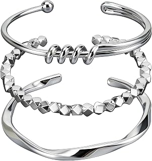 3 Pcs Silver Bracelets for Women, Simple Minimalist Stainless Steel Bangle Set,Women's gift jewelry
