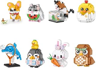 MEIEST 8 PCS Mini Animals Building Blocks Set,Animal Themed Collection Construction Building Bricks Toy,Cute Home Decors