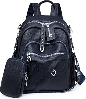 Small Backpack Purse for Women Vegan Leather Convertible Travel Daypack with Anti-Theft Pocket, Lightweight Multi-Pocket Fashion Shoulder Bag & Bonus Wallet Fits 11" Tablet for Commute