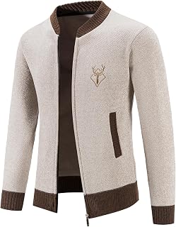 Mens Casual Full Zip Cardigan Sweaters Cable Knit Jacket Sweater Men, US Size