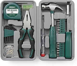 Hi-Spec Small Tool Kit Compact Set for Home and Office DIY, 25-Piece Green Mini Tool Box for Basic Household Repairs, Starter Toolkit in a Portable Toolbox Case.