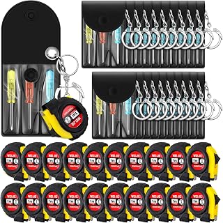 Jutom 40 Pcs Mini Tape Measure Keychain Bulk Mini Screwdriver Keychain Set Adult Tool Party Prize for Father's Men Gifts