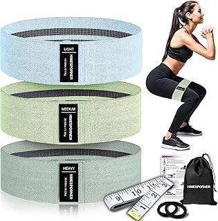HIMESPORNER Wide Fabric Resistance Bands for Working Out, 3 Level Non-Slip Exercise Booty Bands for Women & Men Leg and Glutes with Hair Ties and Tape Measure - for Home Gym Workout, Yoga, Pilates