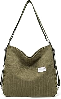 Corduroy Tote Backpack Crossbody Bag for Women, Convertible Shoulder Bags Designer Handbag for College, Work