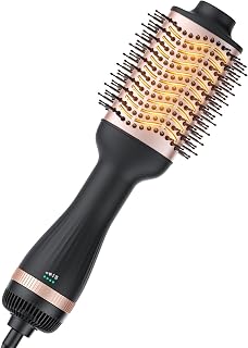 Hair Dryer Brush Blow Dryer Brush in One, 4-in-1 Ionic Hair Dryer Brush and Styler Volumizer with 3.2" Oval Barrel, 33000RPM High-Speed Motor, Hot Air Straightener Brush, All Hair Types Gold Rose