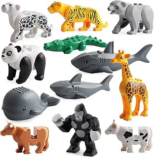 Animal Figures 12pcs Realistic Building Block Animal Action Model Science Project, Learning Educational Toys, Birthday Gift, Cake Topper for Kids