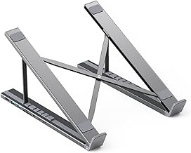 Ergonomic Notebook Dock – Laptop Stand Workstation | Multiport usb c Adapter 8 in 1 Hub with Fast Charge, Adjustable Height Tablet Holder, Desktop Organizer for Remote Office, Home Study, gameng Setup
