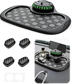 5PCS Multifunctional Car Anti-Slip Mat for Phone Set, All in One Car Organizer Pad for Car Dashboard with 360° Rotatable Phone Holder