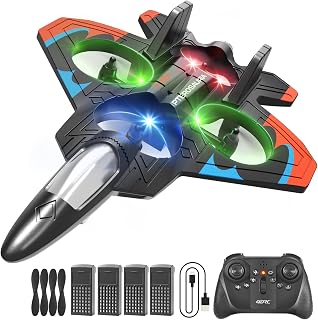 4DRC V32 Foam RC Plane Drone with 4 Batteries, 80 Mins Long Flight RC Airplane Helicopter Fighter Jet for Kids Adults 8-16, 360° Flip Stunt Altitude Hold RC Airplane Helicopter Toy Gift for Beginners