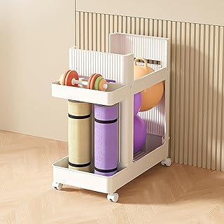 Yoga Mat Storage Racks, Home Gym Storage Rack with Wheels, Weight Cart Stand Small Gym Racks Yoga Racks, Dumbbell Weight Rack Workout Equipment Storage for Gym Fitness Organizer