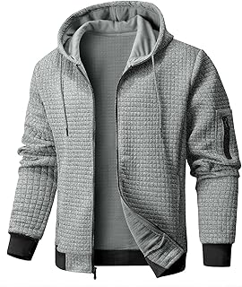 Mens Zip Up Hoodie Full-Zip Sweatshirt Lightweight Loose Fit Hooded Jackets