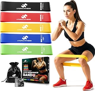 Utopia Fitness Loop Resistance Bands for Working Out Set of 5, Resistance Loop Bands for Exercise Stretching Strength Training, Home Gym Equipment Pilates Yoga Leg Glute Arm Workout Kit for Women Men