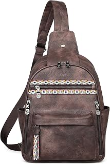Large Sling Bag for Women, Leather Crossbody Purse Designer Anti Theft Sling Backpack, RFID Fanny Packs for Travel