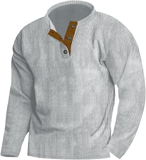Mens Corduroy Sweatshirts Casual Stand Collar Button Up Shirts Vintage Aztec Long Sleeve Mock Neck Sweaters Hoodies