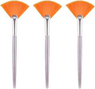 Generic Facial Mask Brush 6.10In Portable Fan Makeup Applicator Tool for Even Skincare Application with Synthetic Bristles and Smooth Handle