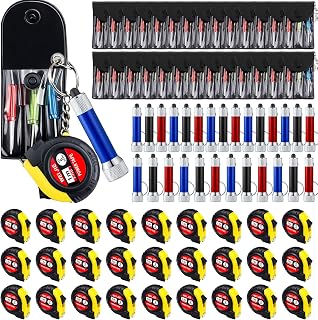 Jutom 54 Pcs Mini Tape Measure Keychain Screwdriver LED Light Keychain Bulk Men Adult Tool Party Gifts Prize for Man Father's Day Housewarming Gifts Adult Useful Tool Favors (Blue,Black,Red)