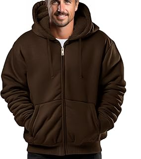 Winter Hoodies for Men，Sherpa Fleece Lined Jackets Thermal Fashion Hooded Coats Zip Up Sweatshirt