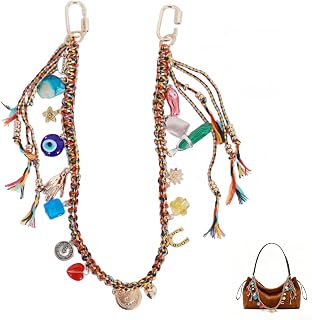 Gold Colorful Bag Charms Beaded Purse Charms For Women's Handbag Tote Crossbody Shoulder Keychain Accessories