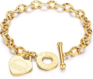 316L Stainless Steel Love Heart Charm Bracelet for Women Romantic Gift Silver/Rose/18k Gold Plated OT Clasp Bracelets