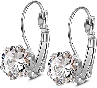 Fashion Stainless Steel Cubic Zirconia CZ crystal Drop Dangle earrings for women, Hypoallergenic