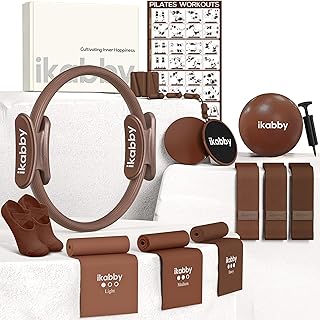 Pilates Kit, Home Pilates Kit with Weights, Pilates Equipment for Home Workout, Pilates Essentials Kit for Women, Yoga Pilates Mat Kit for Beginners, Pilates Set