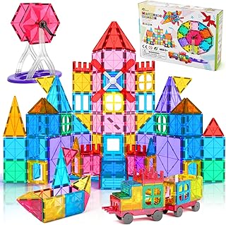 Jasonwell 100pcs Magnetic Tiles Building Blocks Set for Boys Girls Preschool Educational Magnet Construction Kit Stacking STEM Toys Christmas Birthday Gift for Kids Toddler 3 4 5 6 7 8 9 10 + Year Old
