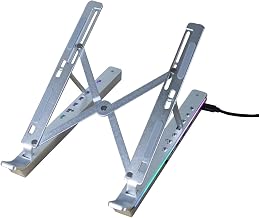 Adjustable Laptop Stand with USB Hub, Foldable Aluminum Mount for Notebook or Tablet, Silver