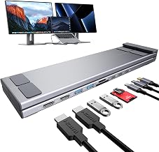 USB C Hub, 9 in 1 USB C Laptop Docking Station Stand with 4K HDMI, 5Gbps USB-A 3.0 & USBC 3.0, SD/TF Card Reader, PD 100W, Tablet Stand Dock Adapter for MacBook/Dell XPS/Lenovo, Plug and Play