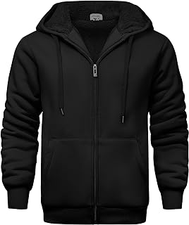 Men Hoodies Zip Up Sherpa Lined Sweatshirts Heavyweight Thick Warm Fleece Winter Jacket