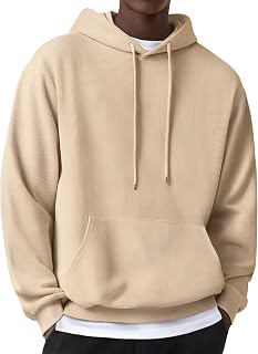 Men's Hooded Sweatshirts Long Sleeve Casual Pullover Hoodie Waffle Knit Sweatshirt with Pocket