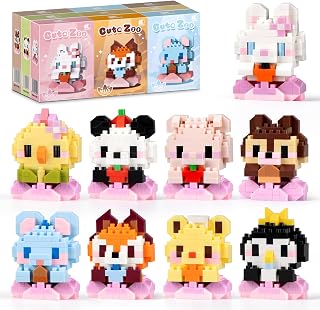 HIGH GODO Animal Party Favors Building Blocks, 9 Pack Mini Animals Building Set, Goodie Bag Stuffers, Classroom Small Prize Toys Gifts for Adults Teens Age 14+
