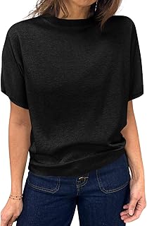 Women's Short Sleeve Crew Neck Knit Pullover Sweater