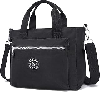 Small Tote Bag With Zipper Mini Nylon Crossbody Bags for Women Work Everyday Multi Pocket Lightweight Satchel Purse