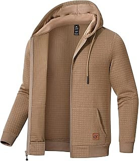 Men's Jacquard PlaidCloth Lightweight Zipper Hoodie Sweatshirt Jacket