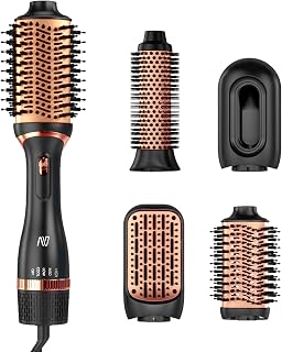 Nycoba Hair Dryer Brush Set, Multifunctional Hot Air Brush for Salon Blowouts, Negative Ion Technology & Fast Drying, Shiny and Less Frizz, Copper