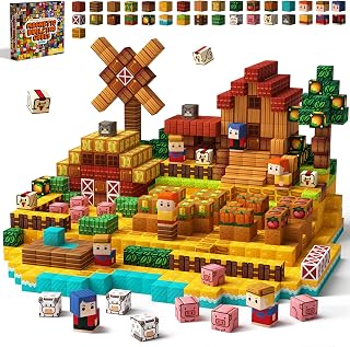 idoot 200PCS Magnetic Building Blocks Set, Farm Themed Animal Magnetic Blocks STEM Toys, Montessori Education for Boys and Girls, Christmas and Birthday Gifts for 3 4 5 6 7 8 9 10 11 12 Years Old