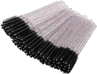 BTYMS 100 Pieces Eyelash Mascara Brushes Disposable Lash Wands Makeup Applicators Eyebrow Spoolies Brush for Eyelash Extensions - Black