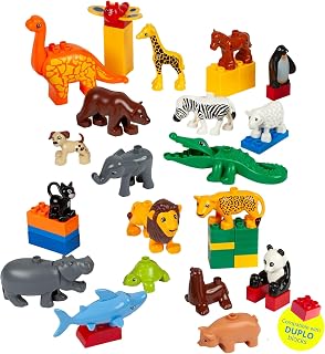 20 Pc Set of Farm and Wild Animals Building Set - Animal Toys Compatible with All Major Leading Brand Building Blocks, 20 Animals