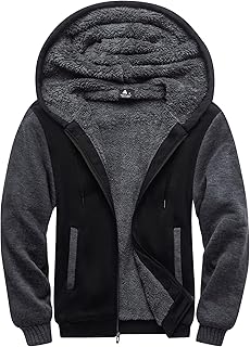 Hoodies for Men Heavyweight Fleece Sweatshirt - Full Zip Up Thick Sherpa Lined Hooded Jacket