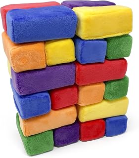 Mini Foam Building Blocks for Kids (24-Blocks) - Soft Building Blocks for Toddlers, Plush Stackable Foam Blocks, Indoor Play Toy for Kids, Stacking & Sensory Play Set (Classic Colors)
