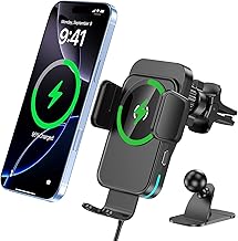 bokilino Wireless Car Charger, 15W Fast Charging [Auto Clamping] [Auto Alignment] Phone Holders for Your Car Dashboard Windshield Air Vent Car Accessories for iPhone 17 16 15 14 13 12 Series, Black